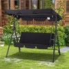 COWLOWN Black 3 Seat Patio Glider Porch Bench Swing with Removable Cushion and Adjustable Shade, Ideal for Garden, Poolside and Backyard - 3 of 4