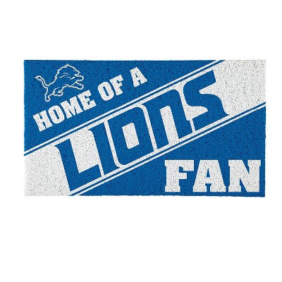 Evergreen Home of a Fan Detroit Lions 28" x 16" Woven PVC Indoor Outdoor Doormat, Home of a Fan