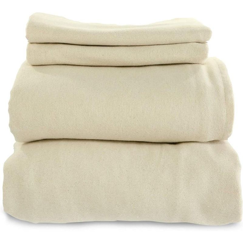 Whisper Organics, 100% Organic Cotton Flannel Sheet Set, Brushed for Extra Soft & Cozy Sheets, Natural Color - Queen, 1 of 7