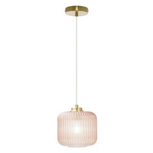 7.25" Nellie Retro Globe Shade Pendant Light Pink - River of Goods: Brushed Gold-Finish, Adjustable Height - 1 of 4
