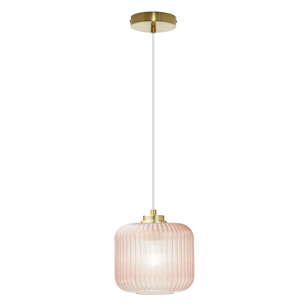 Photos - Chandelier / Lamp 7.25" Nellie Retro Globe Shade Pendant Light Pink - River of Goods: Brushe