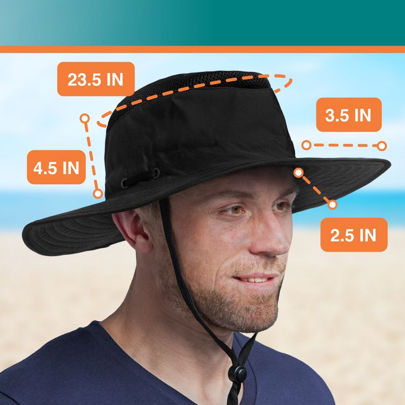 SUN Cube Sun Hat For Men, Women Wide Brim Safari Hat, Hiking Hat UV Sun Protection, Bucket Boonie Hat, 4 of 8