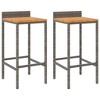 vidaXL Bar Stools 2 pcs Gray Poly Rattan and Solid Wood Acacia - 2 of 4