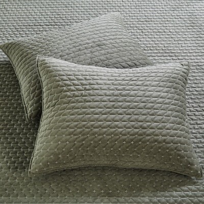 Green Velvet Reversible Full Quilt Set with Cotton Fill