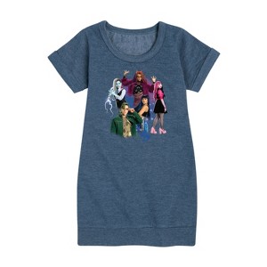 Girls' - Monster High - Character Group Graphic Short Sleeve Fleece Dress - 1 of 4