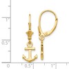 Black Bow Jewelry Petite Polished Anchor Lever Back Earrings in 14k Yellow Gold - 4 of 4