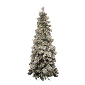 Perfect Holiday 7' Pre-Lit Slim Heavy Snow Flocked Alberta Tree with Metal Stand, Dia 31.5", 213 tips, 280 Led Light - 1 of 1
