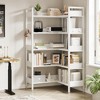 Corner Bookshelf, 5-Tier Bookshelves with 4 Hooks, Convertible Bookshelf with Open Shelves and Metal Frame for Living Room, Bedroom, Home Office - 4 of 4