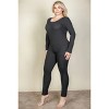 Slickblue Women's Plus Ribbed Jumpsuit, Scoop Neck, Long Sleeve, Soft Stretch Fabric, Black, Size 1XL-3XL - 4 of 4