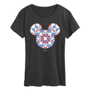 Women's - Disney - Mickey Ears Quilt Short Sleeve Graphic T-Shirt - 1 of 4