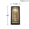 John Timberland Modern Outdoor Wall Light Fixture Black Brass 2-Light Downlight Uplight 16" Clear Glass Exterior House Porch Patio - 4 of 4