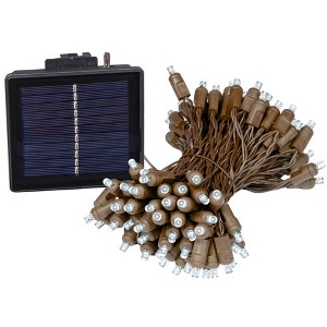 Novelty Lights 100 Light LED Solar Powered String Lights 4" Spacing Brown Wire 44 Feet - 1 of 4