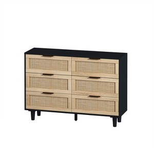 NicBex 6 Drawer Double Dresser for Bedroom,Modern Style Rattan Drawers with Wooden Pulls,Dressers for Kids Room,Living Room,Entry and Hallway - 1 of 4