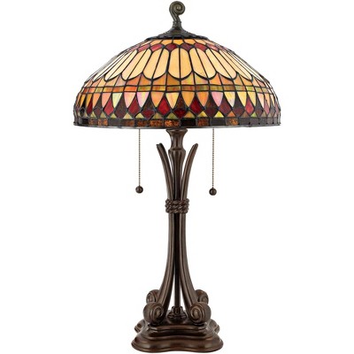 Quoizel Western Place 26 1/2" Bronze Tiffany-Style Glass Table Lamp