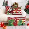 Christmas Snowman Throw Pillow Covers 18 x 18 Inch Xmas Trees Balls Gnome Red Stripes Winter Holiday - 3 of 4