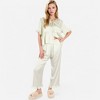 Anna-Kaci Lounge Women's Embroidered Collar Pajama Set with Ruffle Trim and Button-Up Top - 4 of 4
