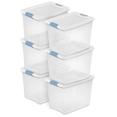 Sterilite Clear Plastic Stackable Storage Container Bin Box Tote with White Latching Lid Organizing Solution for Home & Classroom