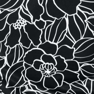 black lined floral