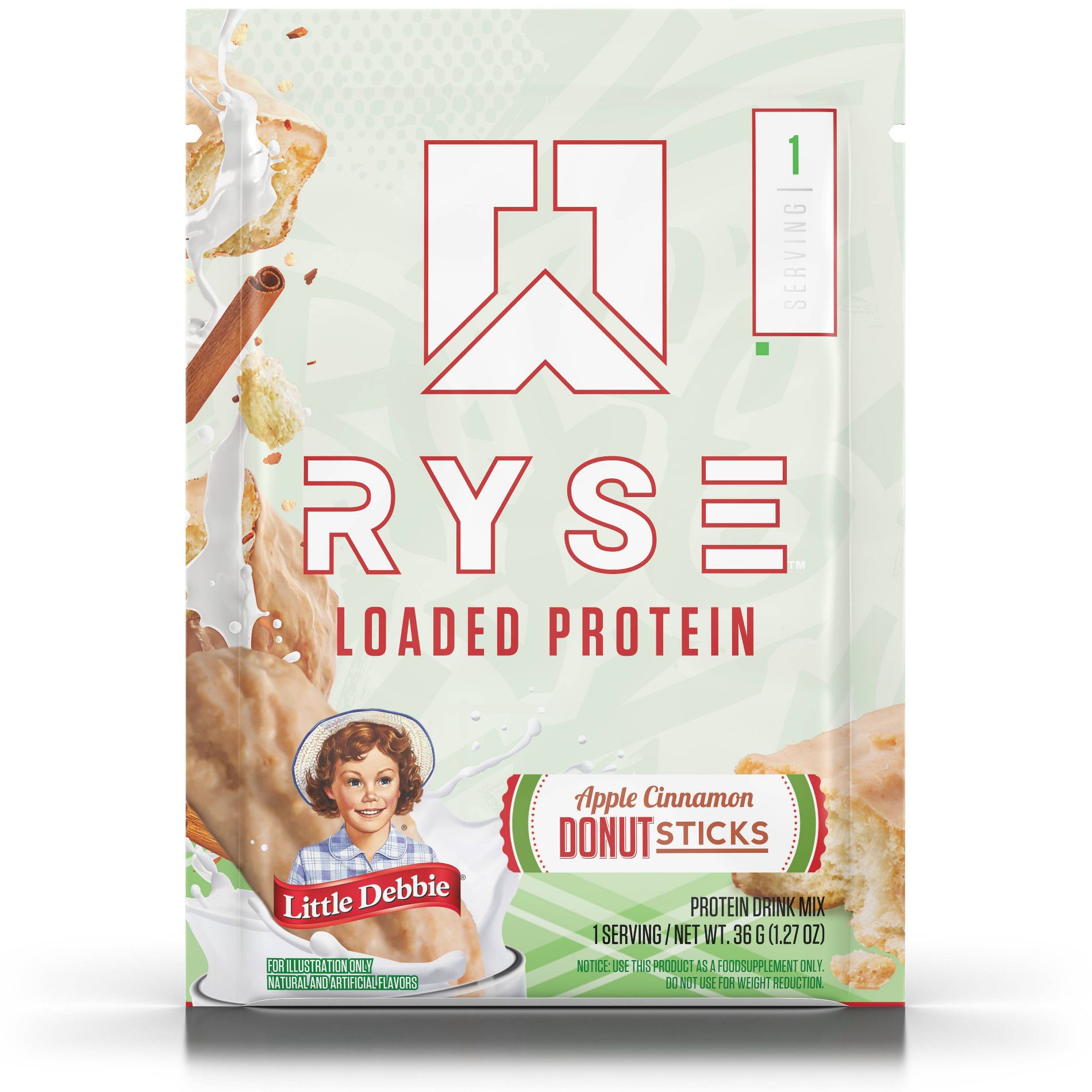 RYSE Loaded Protein Little Debbie Apple Cinnamon Powder - Whey - 25g Protein - Single Serving