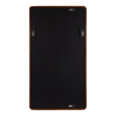 Walnut Brown Rectangular Wood Framed Wall Mirror, 20 x 36