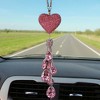 Anna-Kaci Pink Crystal Heart Car Mirror Charm with Teardrop Rhinestone Tassel - Mauve Pink - 2 of 4