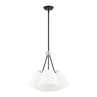 Prato 3-Light Black Chandelier with Hand-Crafted Off-White Shade