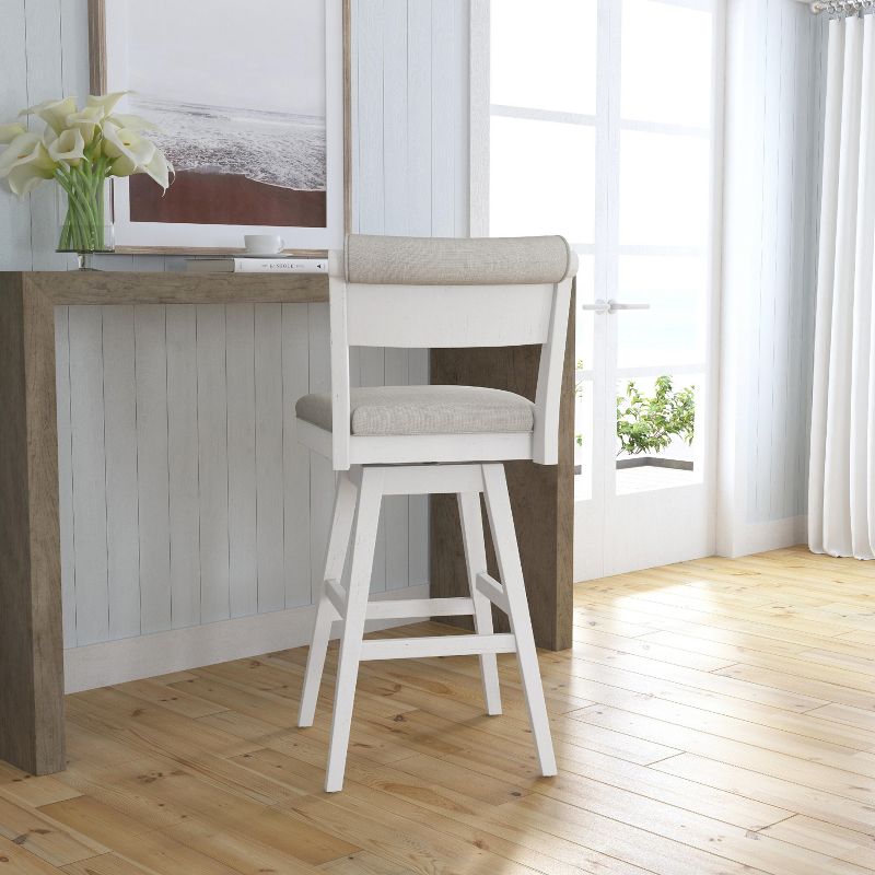 Clarion Wood and Upholstered Bar Height Swivel Stool Sea White - Hillsdale Furniture, 3 of 14