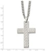 Black Bow Jewelry Men's Stainless Steel Large Textured Cross Necklace, 24 Inch - 3 of 4