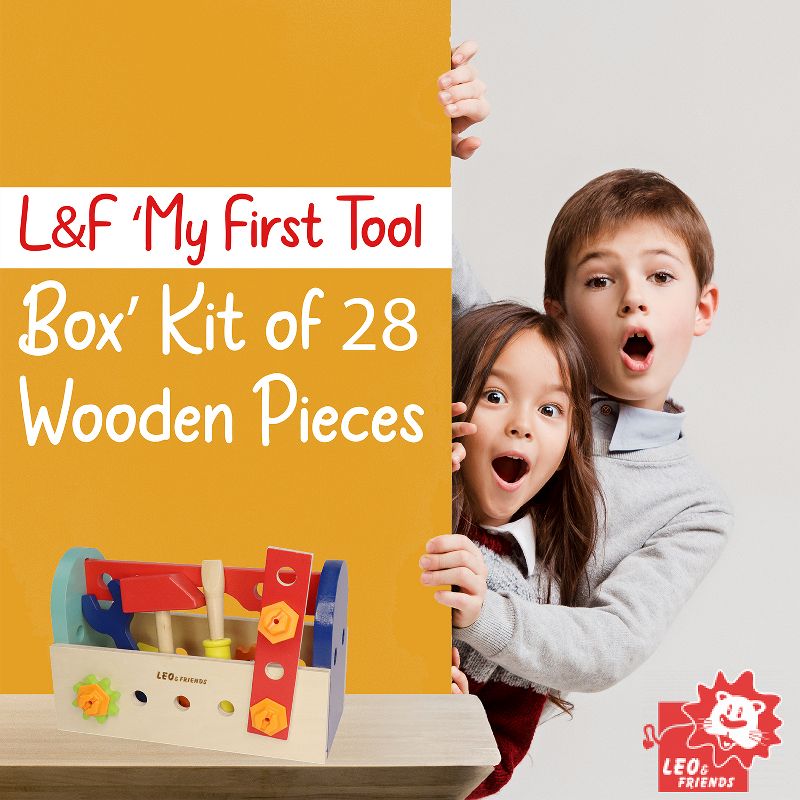 Leo & Friends My First Tool Box Kit of 28 Wooden Pieces, 2 of 8
