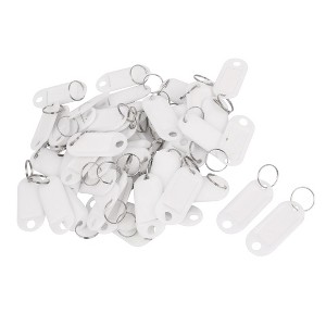 Unique Bargains 50 Pcs White Plastic Luggage Fobs ID Label Name Tag Badge Clip Holder Keyring - 1 of 4