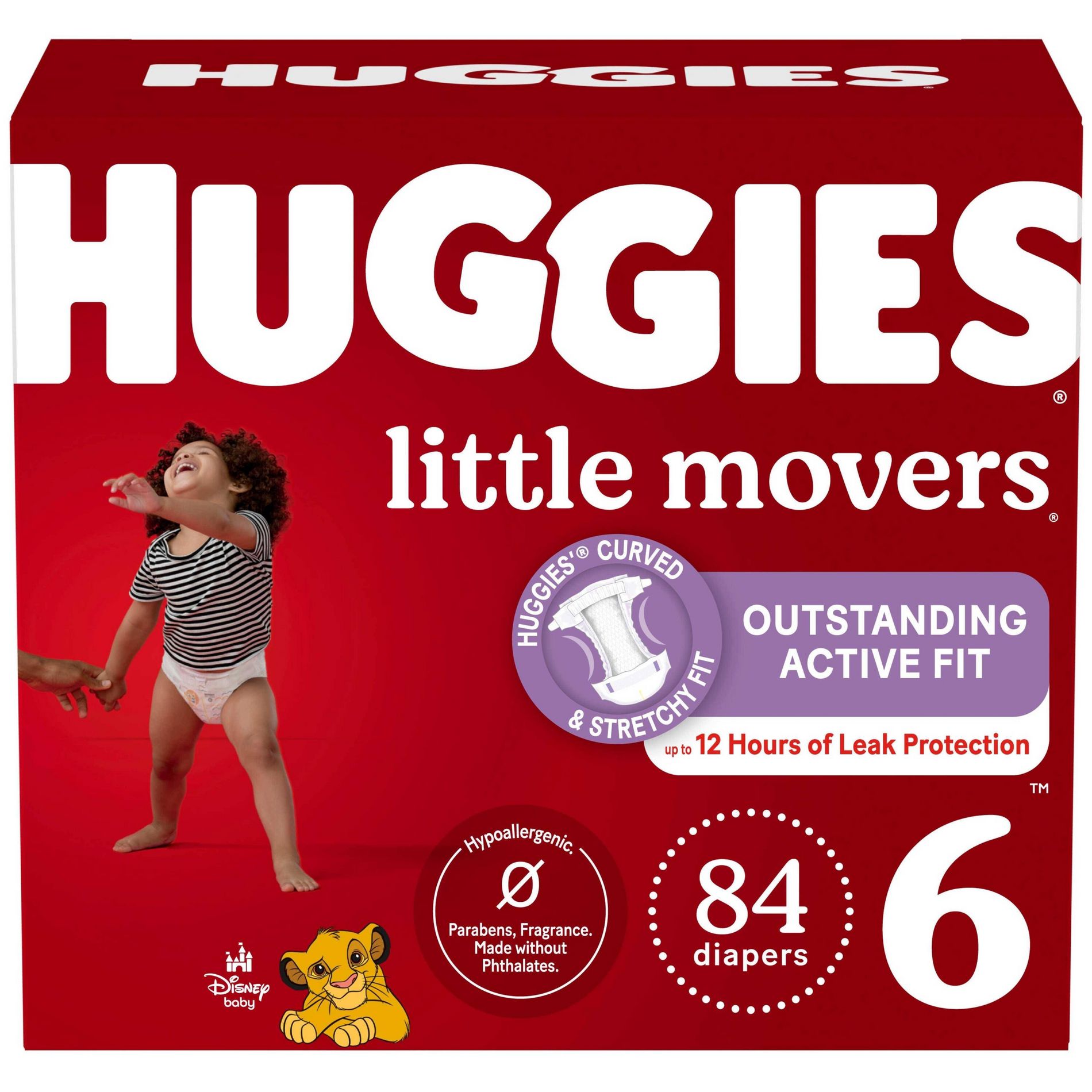 Huggies Little Movers Diapers - Size 6 - 84ct: 35+ lbs, Cotton Material, Wetness Indicator, Leak Guards, Absorbent Layers