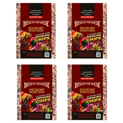 Best of the West All Natural BBQ Hickory Wood Smoking Chips, 180 Cubic Inches (4 Pack)