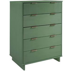 PAGED Wood Dresser, Contemporary Storage Cabinet with 5 Full Extension Drawers and Glam Drawer Handles for Living Room, Hallway - 1 of 4