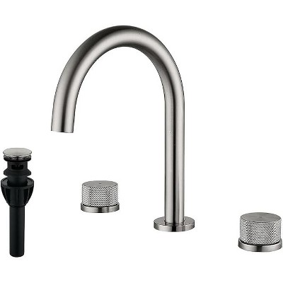 Mixxidea 3 Holes Widespread Bathroom Faucet Brushed Nickel