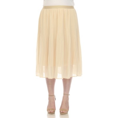 White Mark Plus Size Pleated Chiffon Midi Skirt