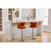 Grungis Velvet Adjustable Bar Stools Set of 2,Counter Stools with Silver Plated Metal Legs and Chrome Nailhead,Kitchen Chair for Kitchen Island - 2 of 4
