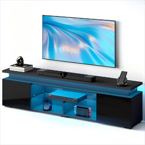 Skyzoo Modern TV Stand for for 50/55/65/75/85" inches TV with LED Lights Power Outlet Entertainment Center Media Console for Living Room - 1 of 4