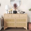 homfan 47.3" 7-Drawer Dresser - Natural Rattan & Wood Chest w/Sturdy Base for Bedroom/Entryway - 4 of 4