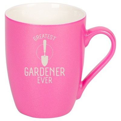 Elanze Designs Greatest Gardener Ever 10 Ounce Ceramic Laser-Etched Engraved Drinkware Mug, Metallic Princess Pink