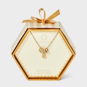 14K Gold Dipped Cubic Zirconia Rondelle Initial Necklace - A New Day™ Gold - 1 of 4