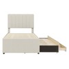 MAYEERTY Twin Size Upholstered Platform Bed, Trundle 3 Drawers Linen Fabric, Bedroom, Gray - 3 of 4