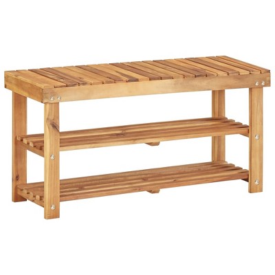 vidaXL Shoe Rack 35.4 in.x12.5 in.x18.1 in. Solid Acacia Wood