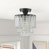Crystal Semi Flush Mount Ceiling Light, Black Base Mini Chandelier for Bedroom Hallway Entryway - 3 of 4