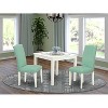 Modern 3Pc Square Dining Set - 36 Inch Table & 2 Parson Chairs - Linen White Legs, Pond Color - 2 of 4