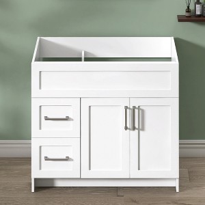 Bath Vanity Cabinet without Top 36 in. W x 21.5 in. D x 33.5 in. H Bathroom Vanity in White with Brushed Nickel Handle - 1 of 4