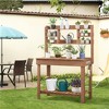 Yaheetech Potting Bench Table with Display Rack/ Storage Shelf/ Hanger, Brown - 2 of 4