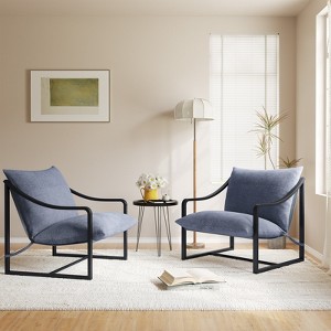 Modern Sling Accent Chair, Comfy Fabric Living Room Chairs with Heavy Duty Metal Frame, Lounge Reading Armchair for Bedroom, Easy Assembly - 1 of 4