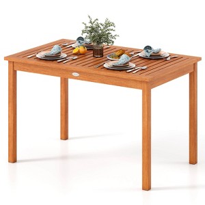 Costway 48 Inches Outdoor Dining Table for 4-6 People with Slatted Tabletop for Lawn Garden - 1 of 4