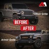 AMERICAN MODIFIED Armor Grille w/ LED Amber Lights and Camera Bracket Compatible with 2018-2023 Jeep Wrangler JL and Gladiator JT, Glossy Black - 4 of 4
