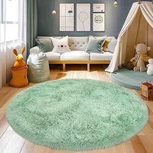 LOVEVOOK Round Fluffy Area Rug - Super Soft Circle Rugs for Kids Room - Shaggy Rugs for Nursery Fuzzy Carpet for Boys Girls Room - 1 of 4